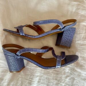 Sezane Purple Slingback Block Heel Sandals